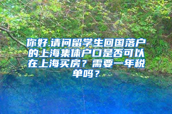 你好.请问留学生回国落户的上海集体户口是否可以在上海买房？需要一年税单吗？