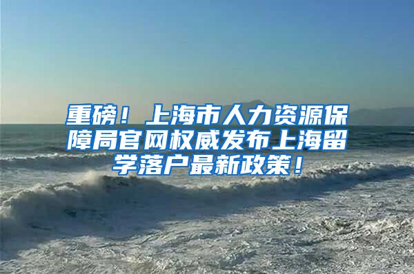 重磅！上海市人力资源保障局官网权威发布上海留学落户最新政策！