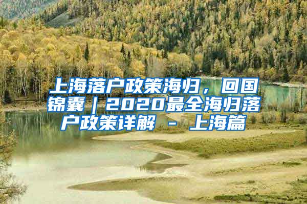 上海落户政策海归，回国锦囊｜2020最全海归落户政策详解 - 上海篇