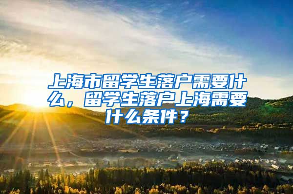 上海市留学生落户需要什么，留学生落户上海需要什么条件？