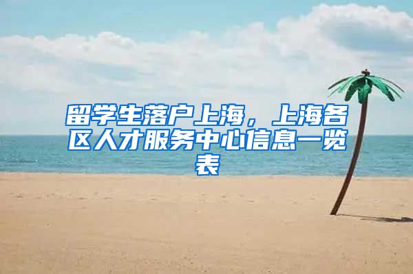 留学生落户上海，上海各区人才服务中心信息一览表