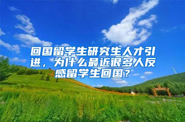 回国留学生研究生人才引进，为什么最近很多人反感留学生回国？