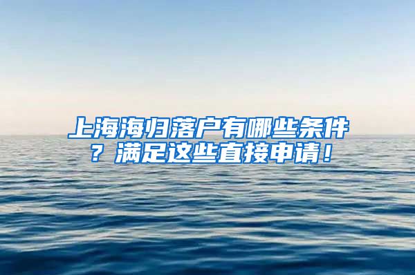 上海海归落户有哪些条件？满足这些直接申请！