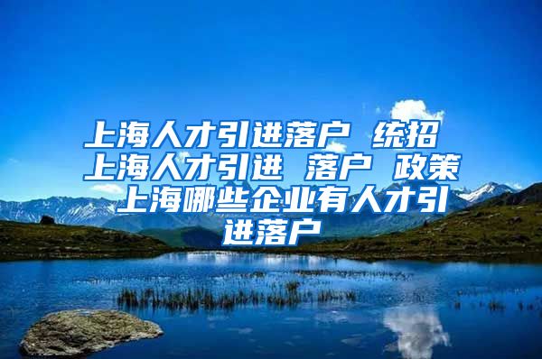 上海人才引进落户 统招 上海人才引进 落户 政策 上海哪些企业有人才引进落户