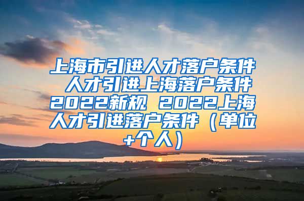 上海市引进人才落户条件 人才引进上海落户条件2022新规 2022上海人才引进落户条件（单位+个人）