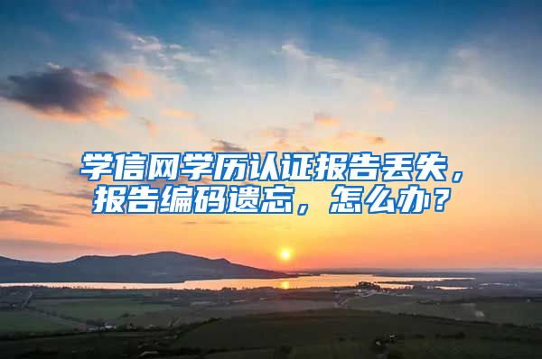 学信网学历认证报告丢失，报告编码遗忘，怎么办？