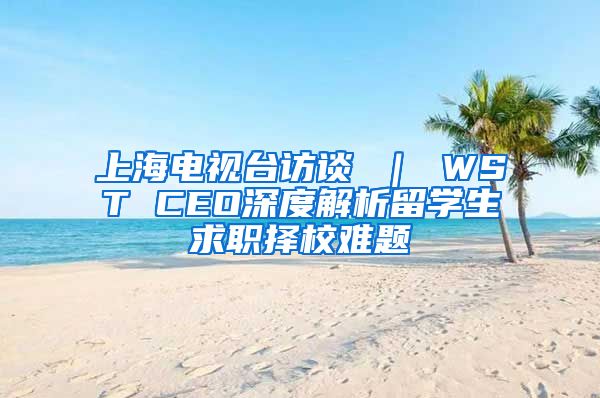 上海电视台访谈 ｜ WST CEO深度解析留学生求职择校难题