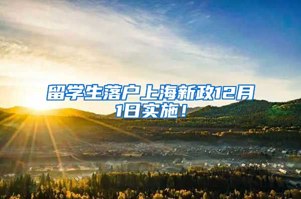 留学生落户上海新政12月1日实施！