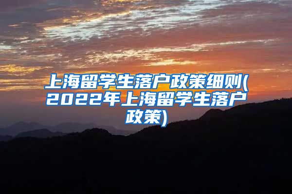 上海留学生落户政策细则(2022年上海留学生落户政策)