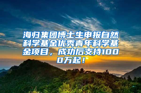 海归集团博士生申报自然科学基金优秀青年科学基金项目，成功后支持1000万起！