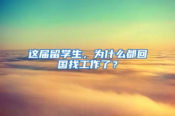 这届留学生，为什么都回国找工作了？