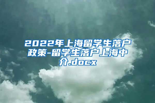 2022年上海留学生落户政策-留学生落户上海中介.docx