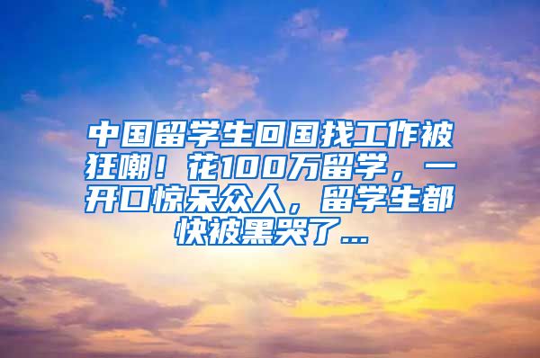 中国留学生回国找工作被狂嘲！花100万留学，一开口惊呆众人，留学生都快被黑哭了...