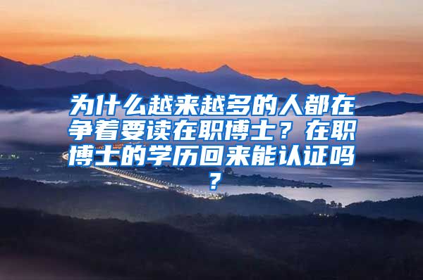 为什么越来越多的人都在争着要读在职博士？在职博士的学历回来能认证吗？