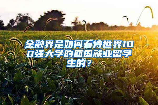 金融界是如何看待世界100强大学的回国就业留学生的？