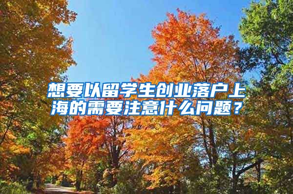 想要以留学生创业落户上海的需要注意什么问题？