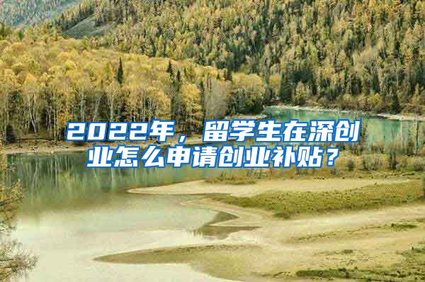 2022年，留学生在深创业怎么申请创业补贴？