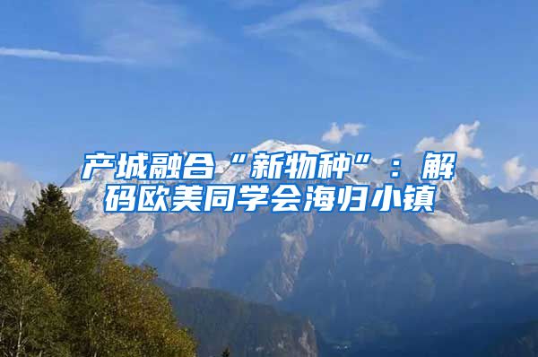 产城融合“新物种”：解码欧美同学会海归小镇