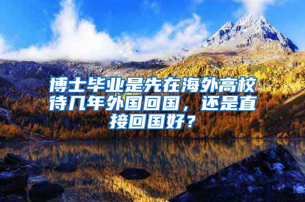 博士毕业是先在海外高校待几年外国回国，还是直接回国好？