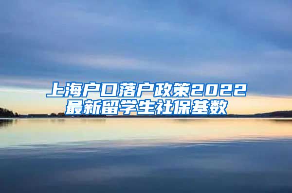 上海户口落户政策2022最新留学生社保基数