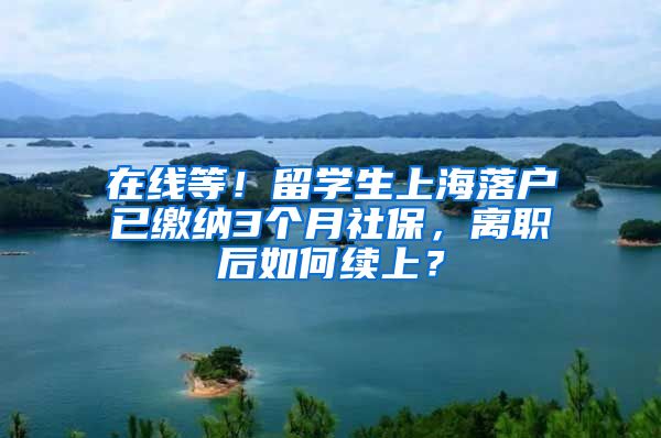 在线等！留学生上海落户已缴纳3个月社保，离职后如何续上？