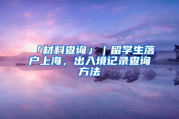 「材料查询」｜留学生落户上海，出入境记录查询方法