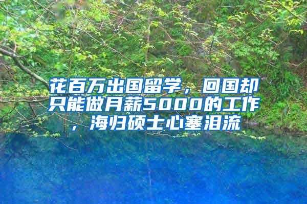 花百万出国留学，回国却只能做月薪5000的工作，海归硕士心塞泪流