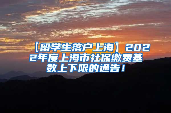 【留学生落户上海】2022年度上海市社保缴费基数上下限的通告！