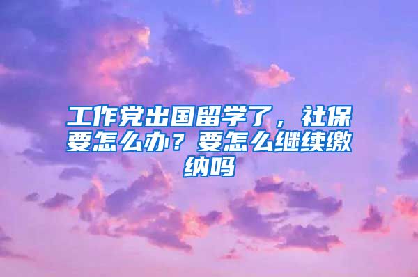 工作党出国留学了，社保要怎么办？要怎么继续缴纳吗