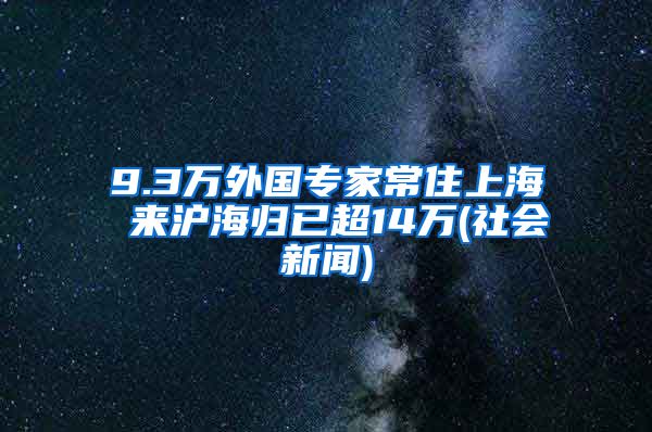 9.3万外国专家常住上海 来沪海归已超14万(社会新闻)