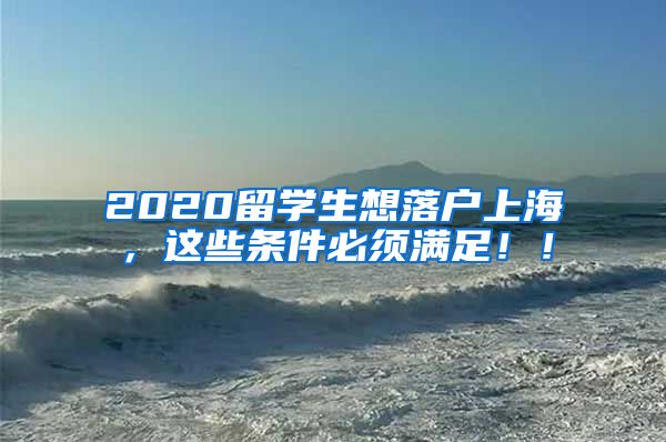 2020留学生想落户上海，这些条件必须满足！！