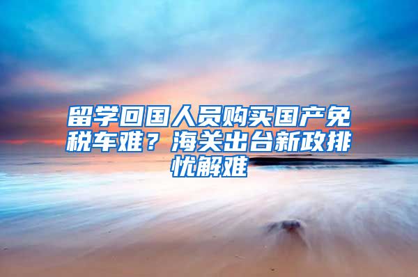 留学回国人员购买国产免税车难？海关出台新政排忧解难