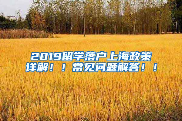 2019留学落户上海政策详解！！常见问题解答！！