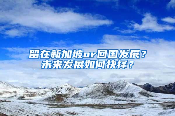 留在新加坡or回国发展？未来发展如何抉择？