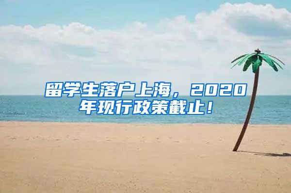 留学生落户上海，2020年现行政策截止！