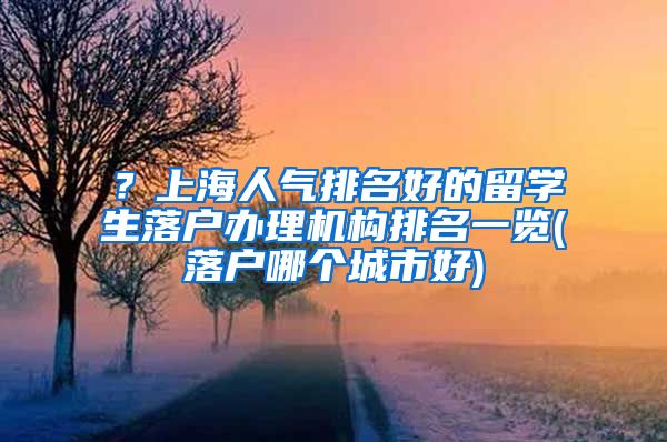 ？上海人气排名好的留学生落户办理机构排名一览(落户哪个城市好)