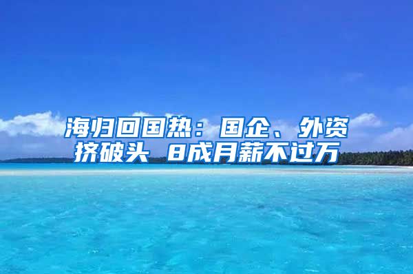 海归回国热：国企、外资挤破头 8成月薪不过万