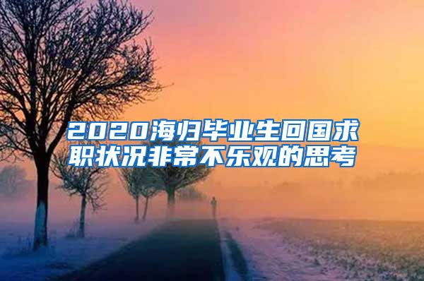 2020海归毕业生回国求职状况非常不乐观的思考