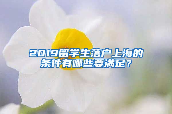 2019留学生落户上海的条件有哪些要满足？