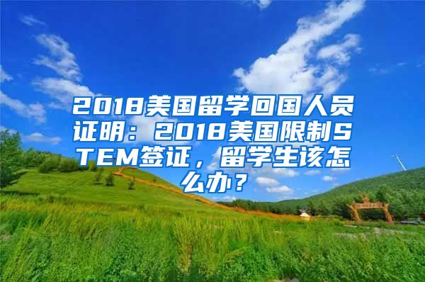 2018美国留学回国人员证明：2018美国限制STEM签证，留学生该怎么办？