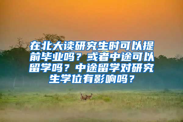 在北大读研究生时可以提前毕业吗？或者中途可以留学吗？中途留学对研究生学位有影响吗？