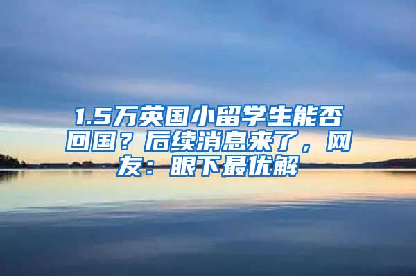 1.5万英国小留学生能否回国？后续消息来了，网友：眼下最优解