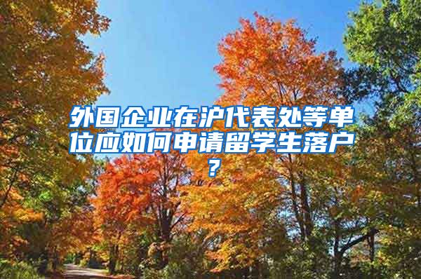 外国企业在沪代表处等单位应如何申请留学生落户？