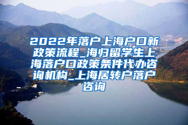 2022年落户上海户口新政策流程_海归留学生上海落户口政策条件代办咨询机构_上海居转户落户咨询