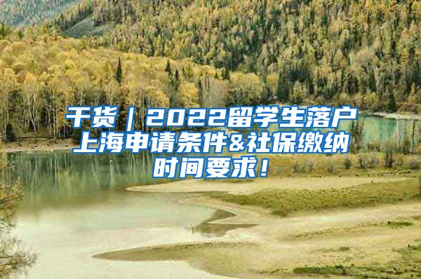 干货｜2022留学生落户上海申请条件&社保缴纳时间要求！