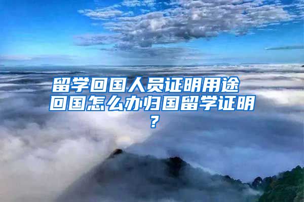 留学回国人员证明用途 回国怎么办归国留学证明？