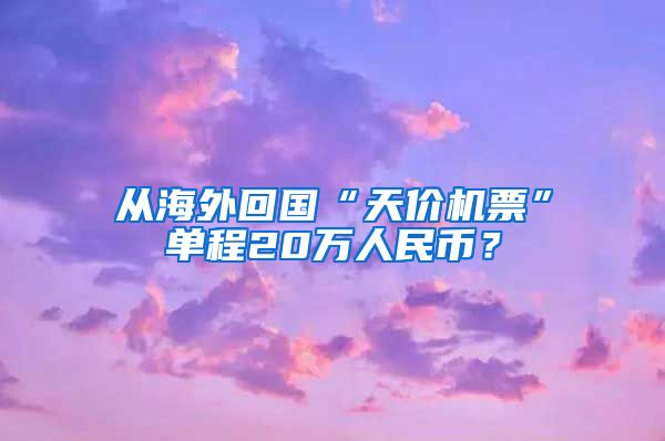 从海外回国“天价机票”单程20万人民币？