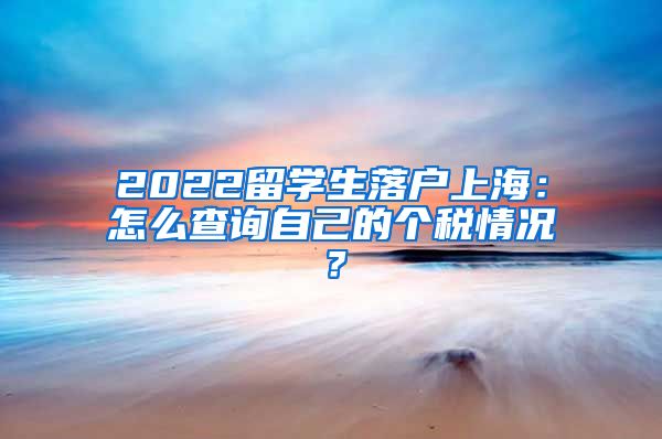 2022留学生落户上海：怎么查询自己的个税情况？