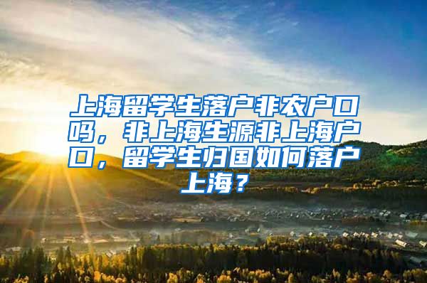 上海留学生落户非农户口吗，非上海生源非上海户口，留学生归国如何落户上海？