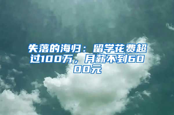 失落的海归：留学花费超过100万，月薪不到6000元